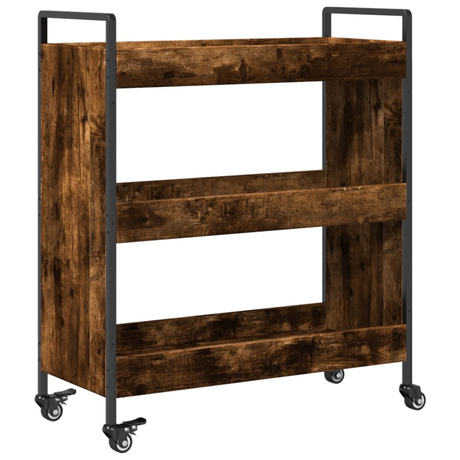 Keukentrolley 70X30X82 Cm Bewerkt Hout Gerookt Eikenkleurig