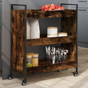 Keukentrolley 70x30x82 cm bewerkt hout gerookt eiken