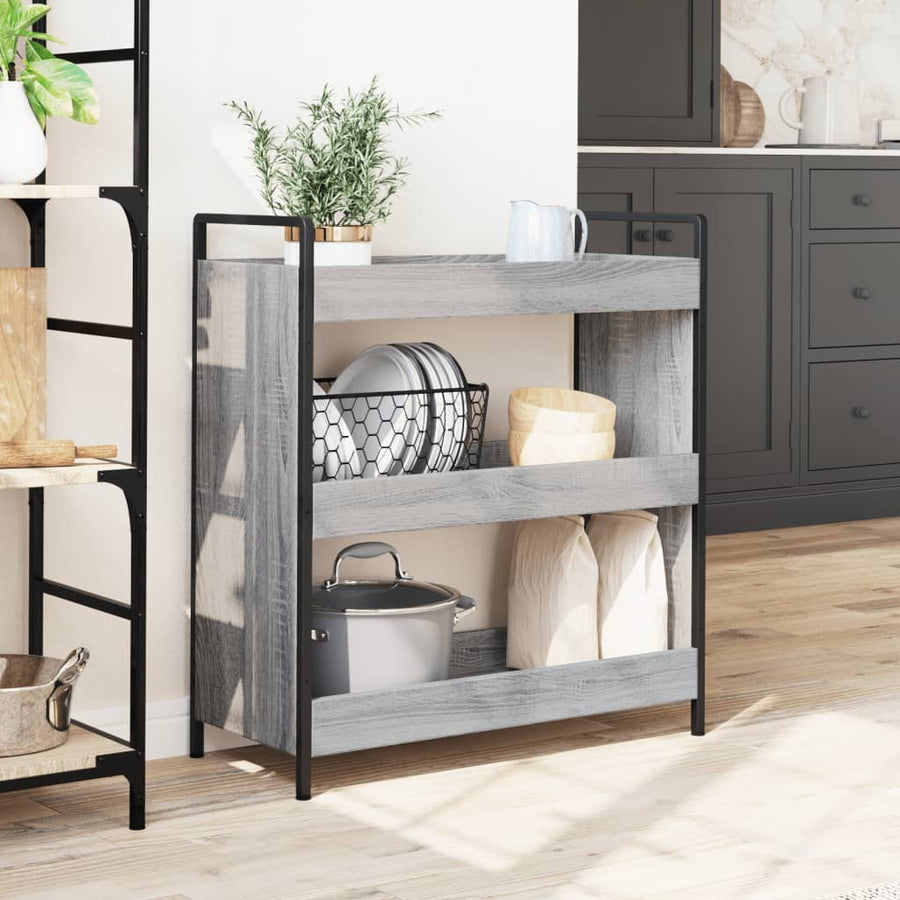 Keukentrolley 70X30X82 Cm Bewerkt Hout Grijs Sonoma Eikenkleur
