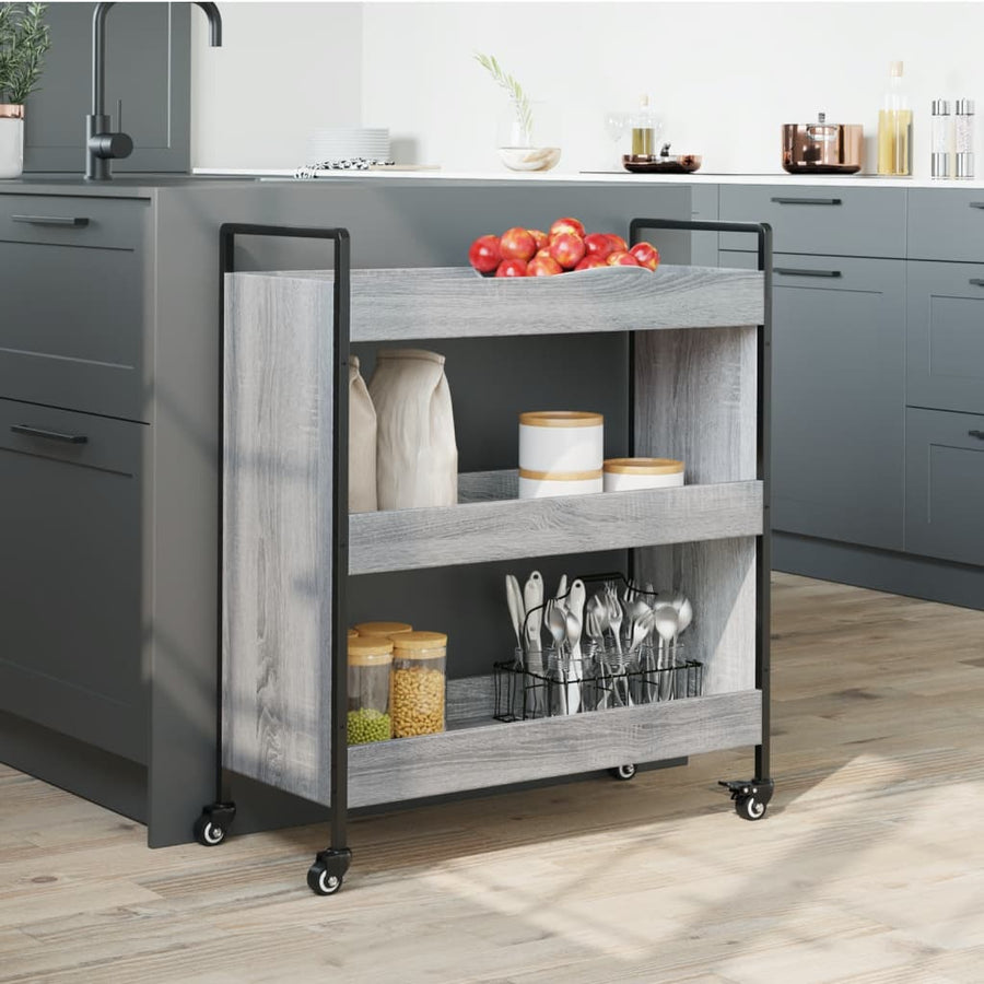 Keukentrolley 70X30X82 Cm Bewerkt Hout Grijs Sonoma Eikenkleur