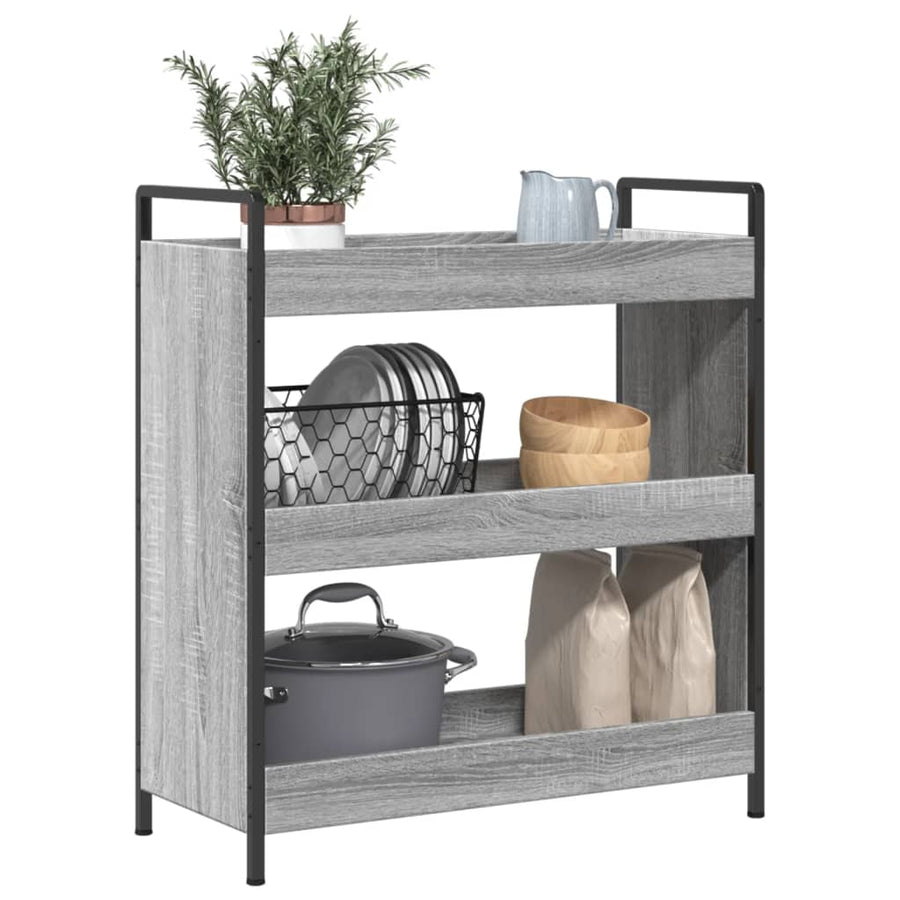 Keukentrolley 70X30X82 Cm Bewerkt Hout Grijs Sonoma Eikenkleur