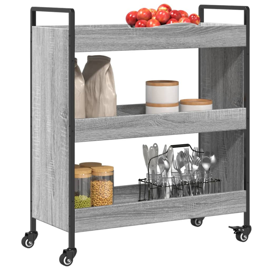 Keukentrolley 70X30X82 Cm Bewerkt Hout Grijs Sonoma Eikenkleur