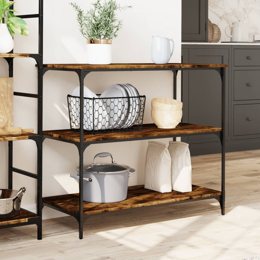 Keukentrolley 102X50X95 Cm Bewerkt Hout Gerookt Eikenkleurig
