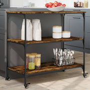 Keukentrolley 102x50x95 cm bewerkt hout gerookt eiken