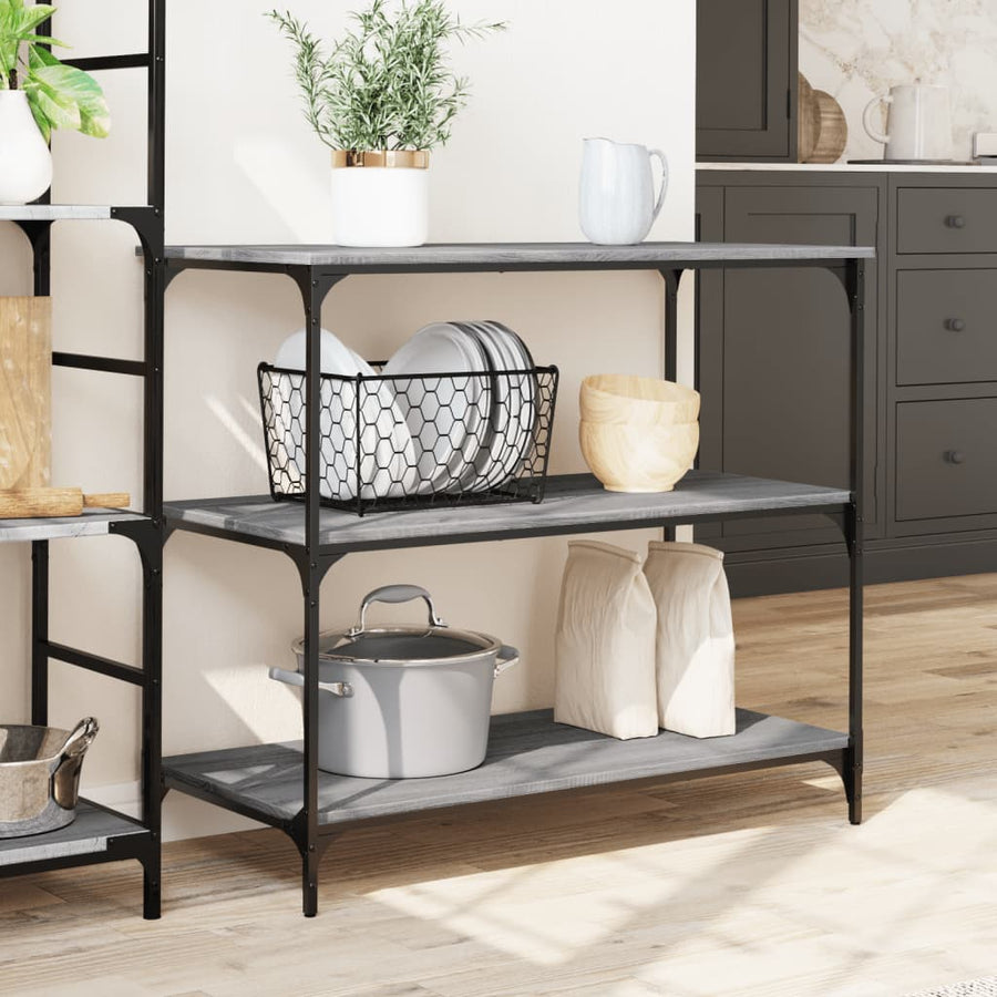 Keukentrolley 102X50X95 Cm Bewerkt Hout Grijs Sonoma Eiken