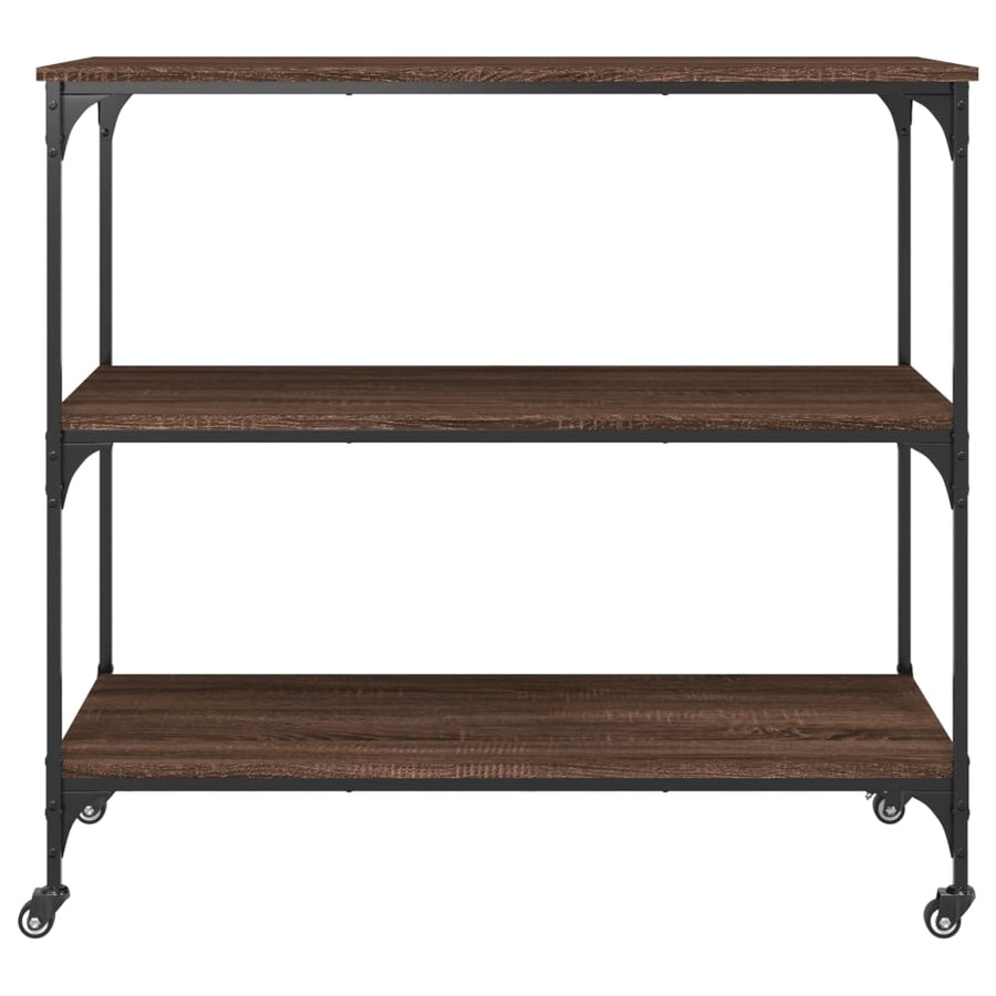 Keukentrolley 102X50X95 Cm Bewerkt Hout Bruin Eikenkleurig Donkerbruin