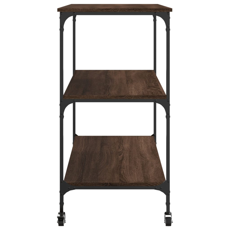 Keukentrolley 102X50X95 Cm Bewerkt Hout Bruin Eikenkleurig Donkerbruin
