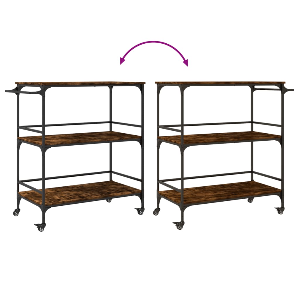 Keukentrolley 100,5X50X105 Cm Bewerkt Hout Gerookt Eikenkleurig Groen