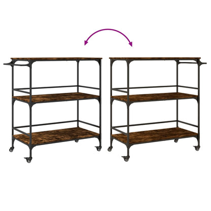 Keukentrolley 100,5X50X105 Cm Bewerkt Hout Gerookt Eikenkleurig Groen