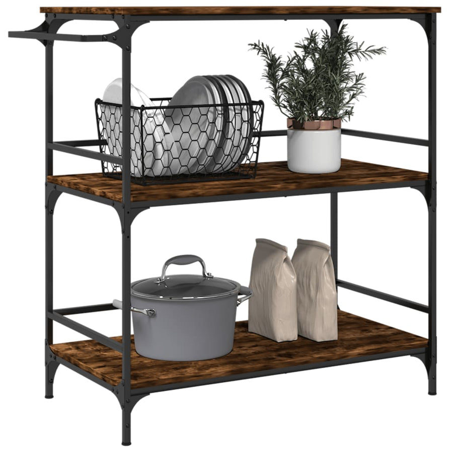 Keukentrolley 100,5X50X105 Cm Bewerkt Hout Gerookt Eikenkleurig Groen