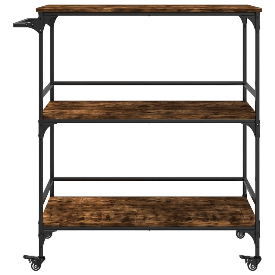 Keukentrolley 100,5X50X105 Cm Bewerkt Hout Gerookt Eikenkleurig Groen