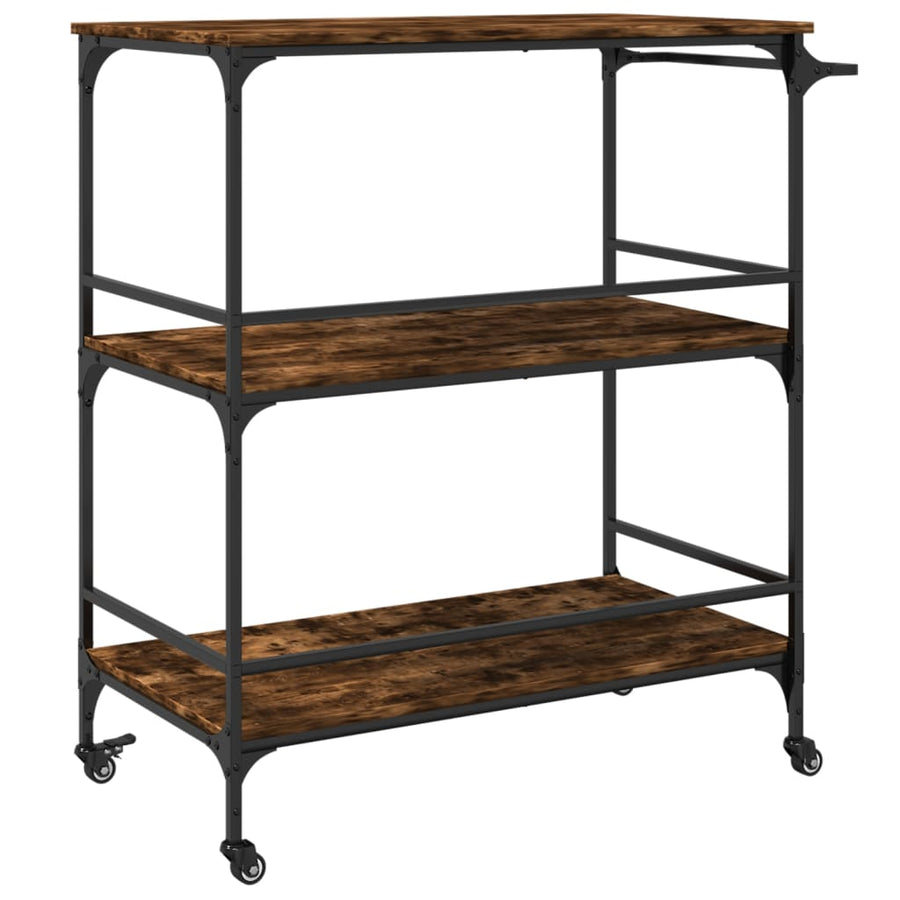 Keukentrolley 100,5X50X105 Cm Bewerkt Hout Gerookt Eikenkleurig Groen
