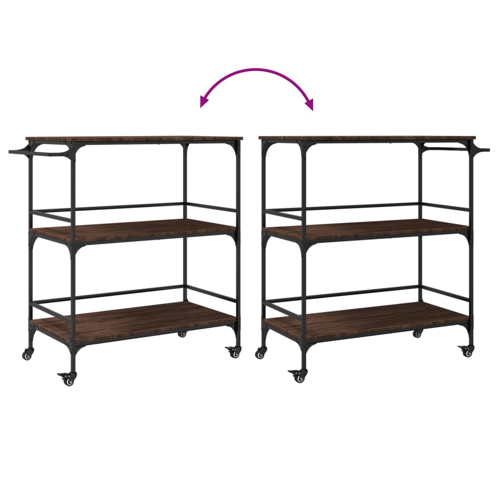 Keukentrolley 100,5X50X105 Cm Bewerkt Hout Bruin Eikenkleurig