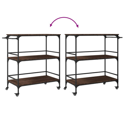 Keukentrolley 100,5X50X105 Cm Bewerkt Hout Bruin Eikenkleurig