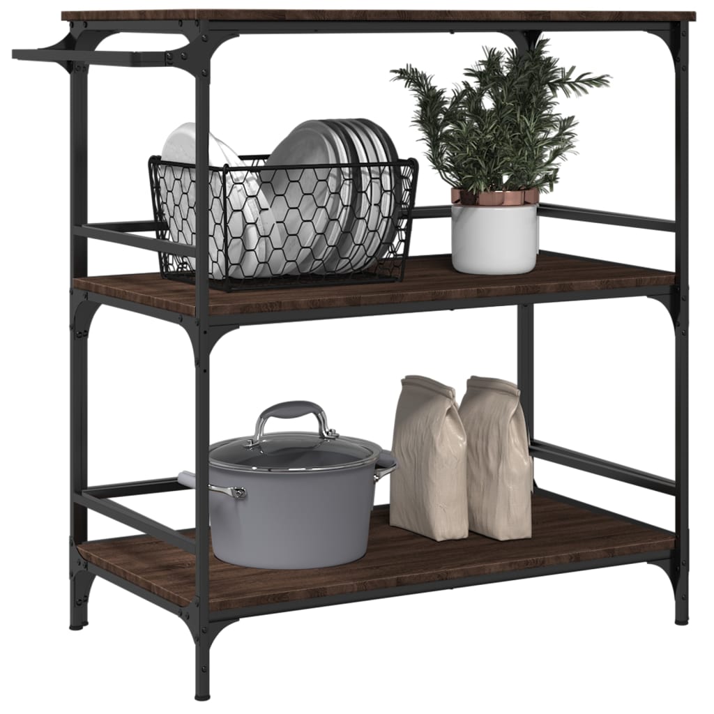 Keukentrolley 100,5X50X105 Cm Bewerkt Hout Bruin Eikenkleurig