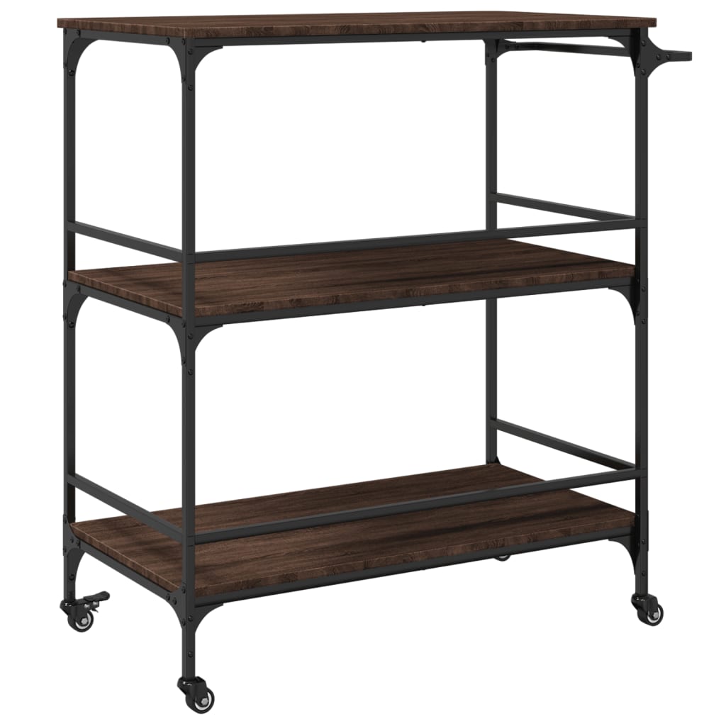 Keukentrolley 100,5X50X105 Cm Bewerkt Hout Bruin Eikenkleurig