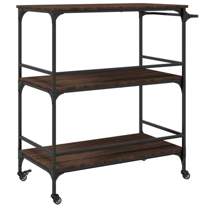 Keukentrolley 100,5X50X105 Cm Bewerkt Hout Bruin Eikenkleurig