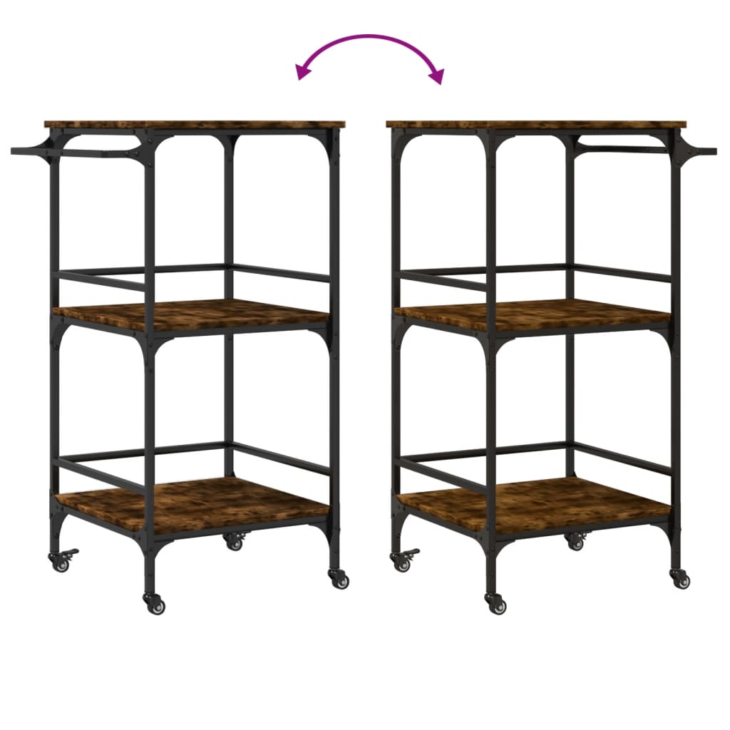 Keukentrolley 60,5X50X105 Cm Bewerkt Hout Gerookt Eikenkleurig Groen