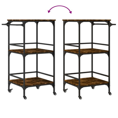 Keukentrolley 60,5X50X105 Cm Bewerkt Hout Gerookt Eikenkleurig Groen