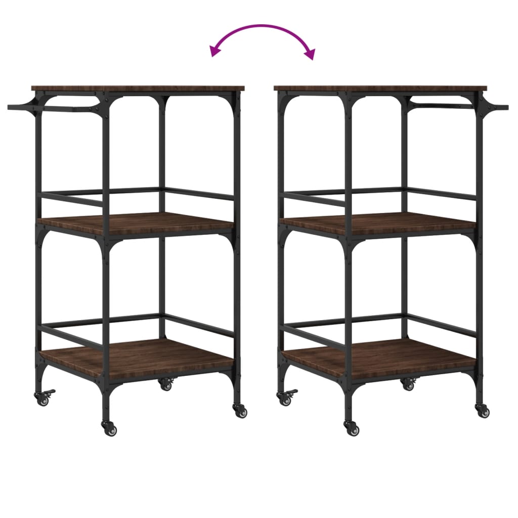 Keukentrolley 60,5X50X105 Cm Bewerkt Hout Bruin Eiken