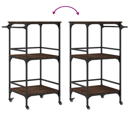 Keukentrolley 60,5X50X105 Cm Bewerkt Hout Bruin Eiken