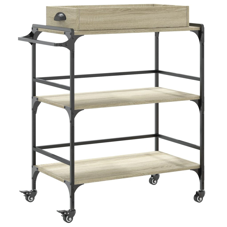 Keukentrolley 81,5X41X92,5 Cm Bewerkt Hout Sonoma Eikenkleurig