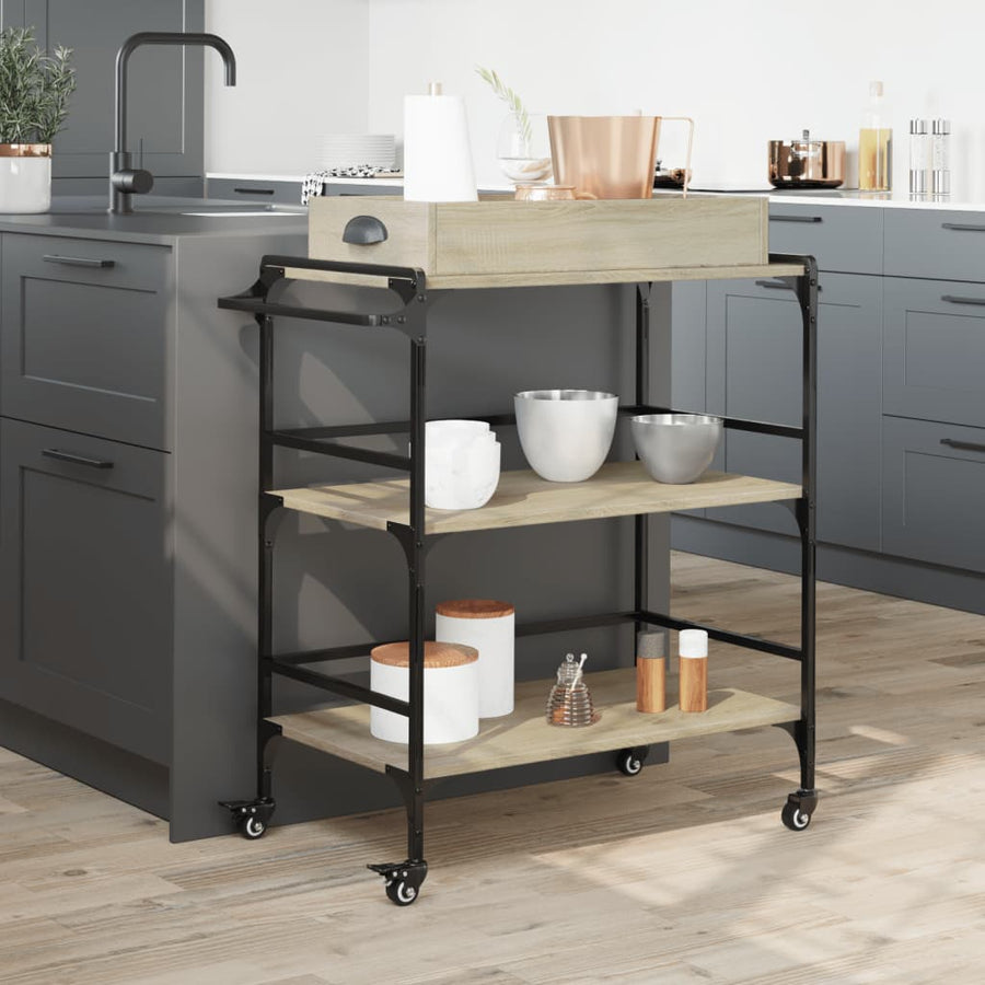 Keukentrolley 81,5X41X92,5 Cm Bewerkt Hout Sonoma Eikenkleurig