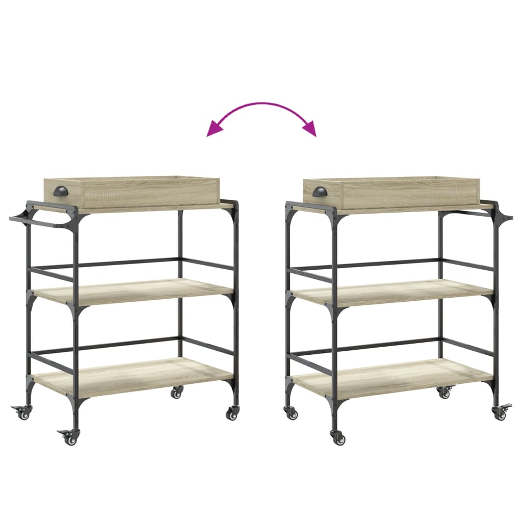 Keukentrolley 81,5X41X92,5 Cm Bewerkt Hout Sonoma Eikenkleurig