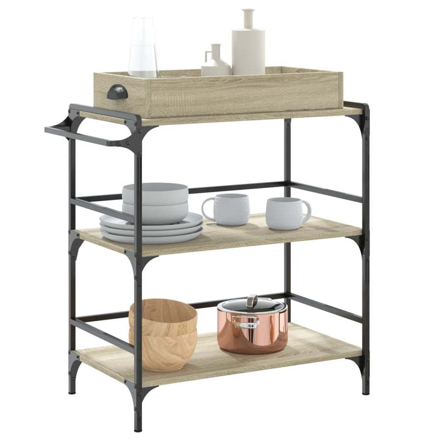 Keukentrolley 81,5X41X92,5 Cm Bewerkt Hout Sonoma Eikenkleurig