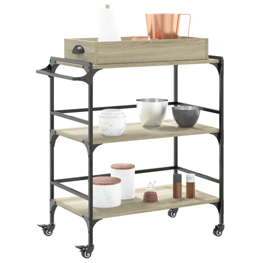 Keukentrolley 81,5X41X92,5 Cm Bewerkt Hout Sonoma Eikenkleurig