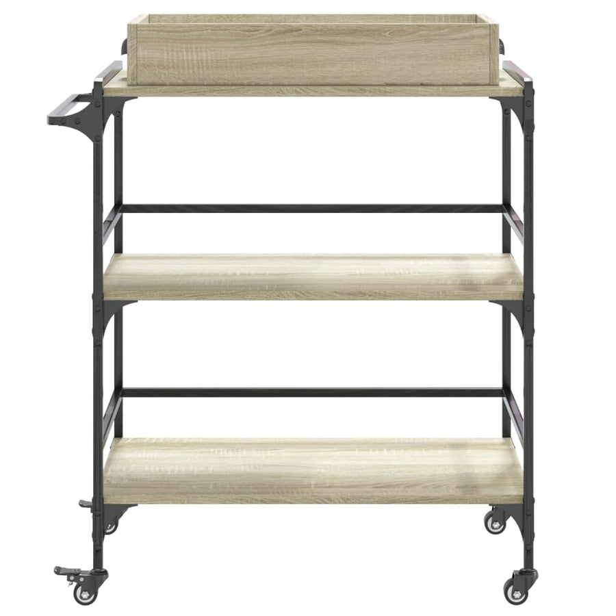 Keukentrolley 81,5X41X92,5 Cm Bewerkt Hout Sonoma Eikenkleurig