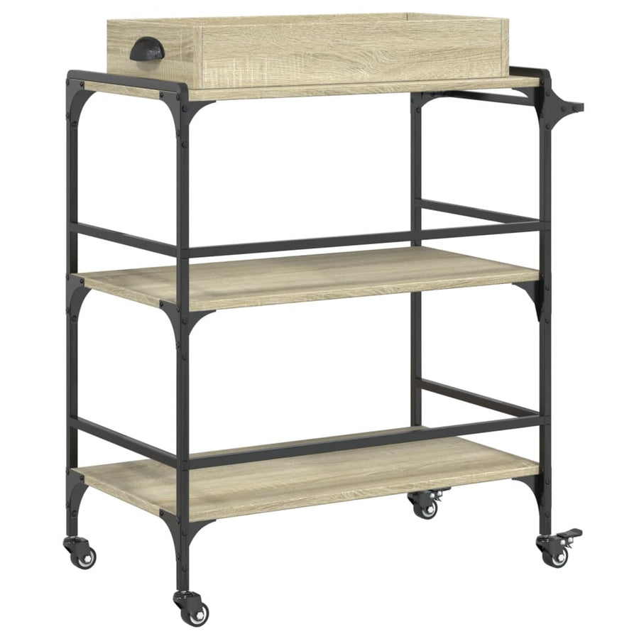 Keukentrolley 81,5X41X92,5 Cm Bewerkt Hout Sonoma Eikenkleurig