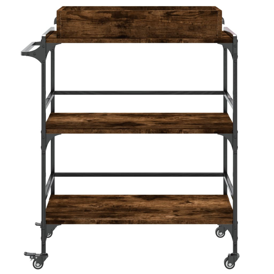 Keukentrolley 81,5X41X92,5 Cm Bewerkt Hout Gerookt Eikenkleurig