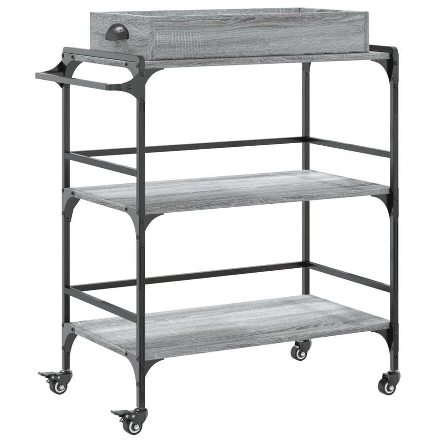 Keukentrolley 81,5X41X92,5 Cm Bewerkt Hout Grijs Sonoma Eiken