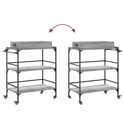 Keukentrolley 81,5X41X92,5 Cm Bewerkt Hout Grijs Sonoma Eiken