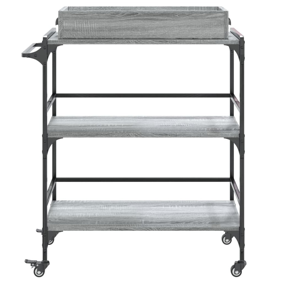 Keukentrolley 81,5X41X92,5 Cm Bewerkt Hout Grijs Sonoma Eiken