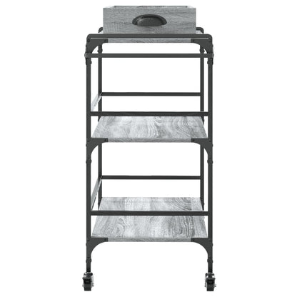 Keukentrolley 81,5X41X92,5 Cm Bewerkt Hout Grijs Sonoma Eiken