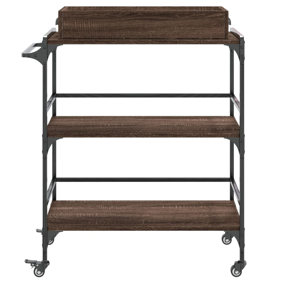 Keukentrolley 81,5X41X92,5 Cm Bewerkt Hout Bruin Eikenkleurig