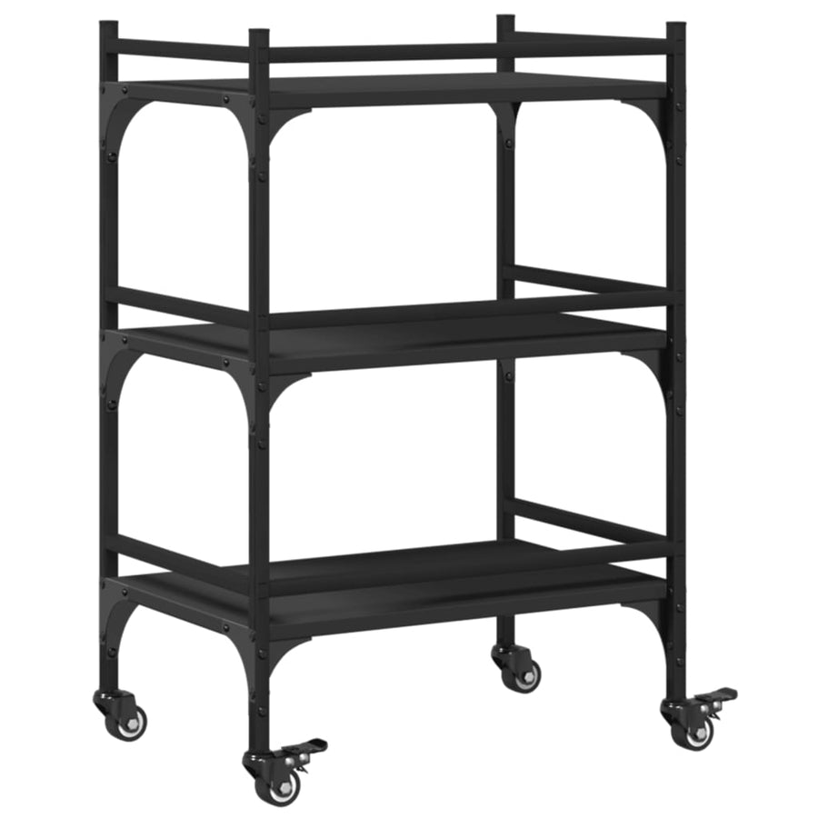 Keukentrolley 50X35X75,5 Cm Bewerkt Hout Zwart