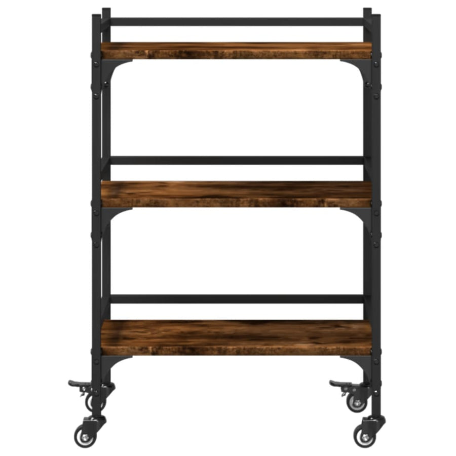 Keukentrolley 50X35X75,5 Cm Bewerkt Hout Kleurig Gerookt eiken