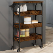 Keukentrolley 53x20x76 cm bewerkt hout gerookt eiken