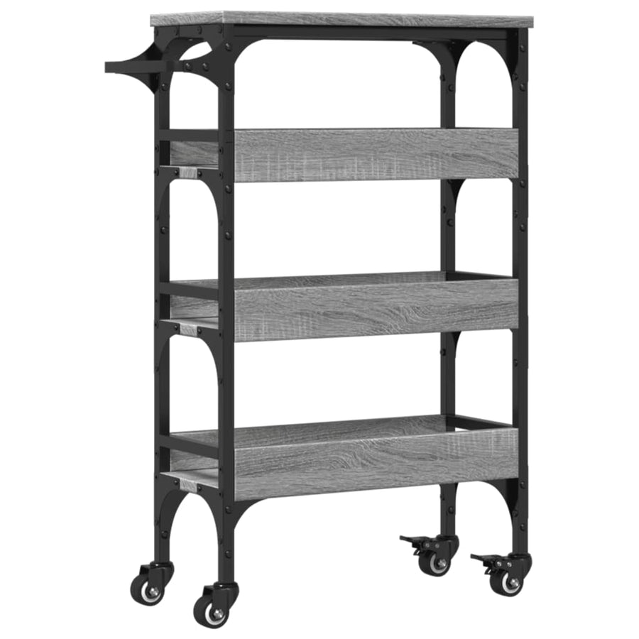 Keukentrolley 53X20X76 Cm Bewerkt Hout Grijs Sonoma Eiken