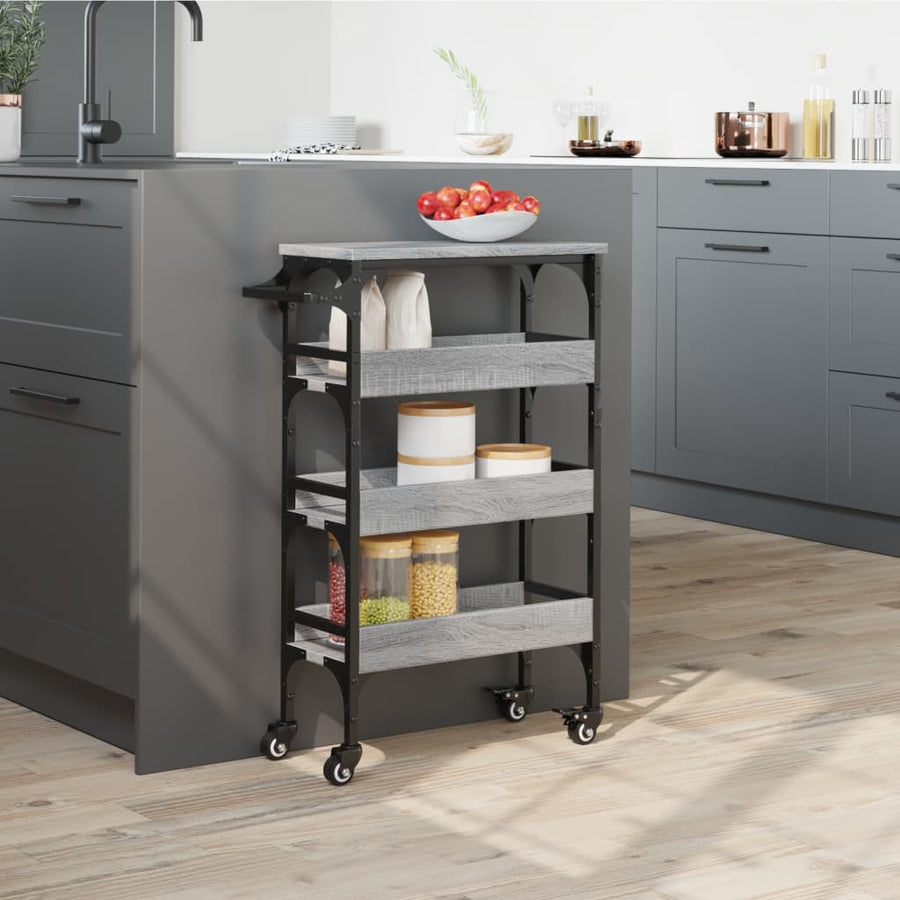 Keukentrolley 53X20X76 Cm Bewerkt Hout Grijs Sonoma Eiken