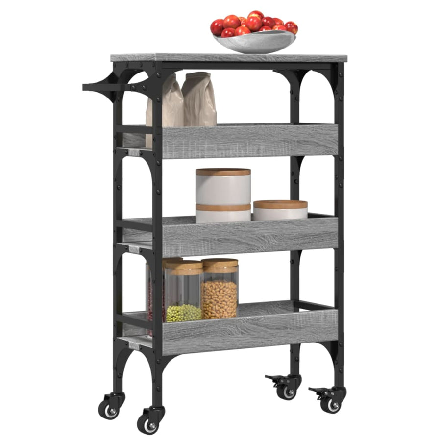 Keukentrolley 53X20X76 Cm Bewerkt Hout Grijs Sonoma Eiken