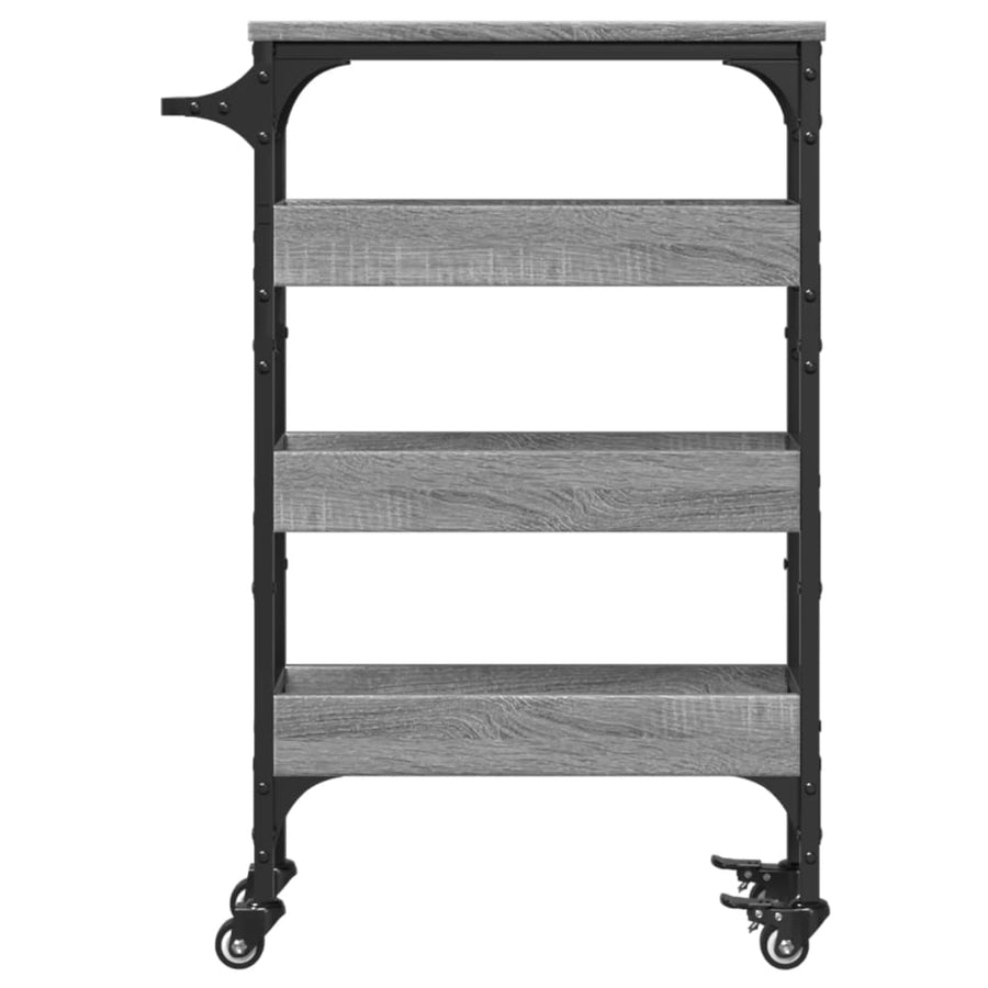 Keukentrolley 53X20X76 Cm Bewerkt Hout Grijs Sonoma Eiken