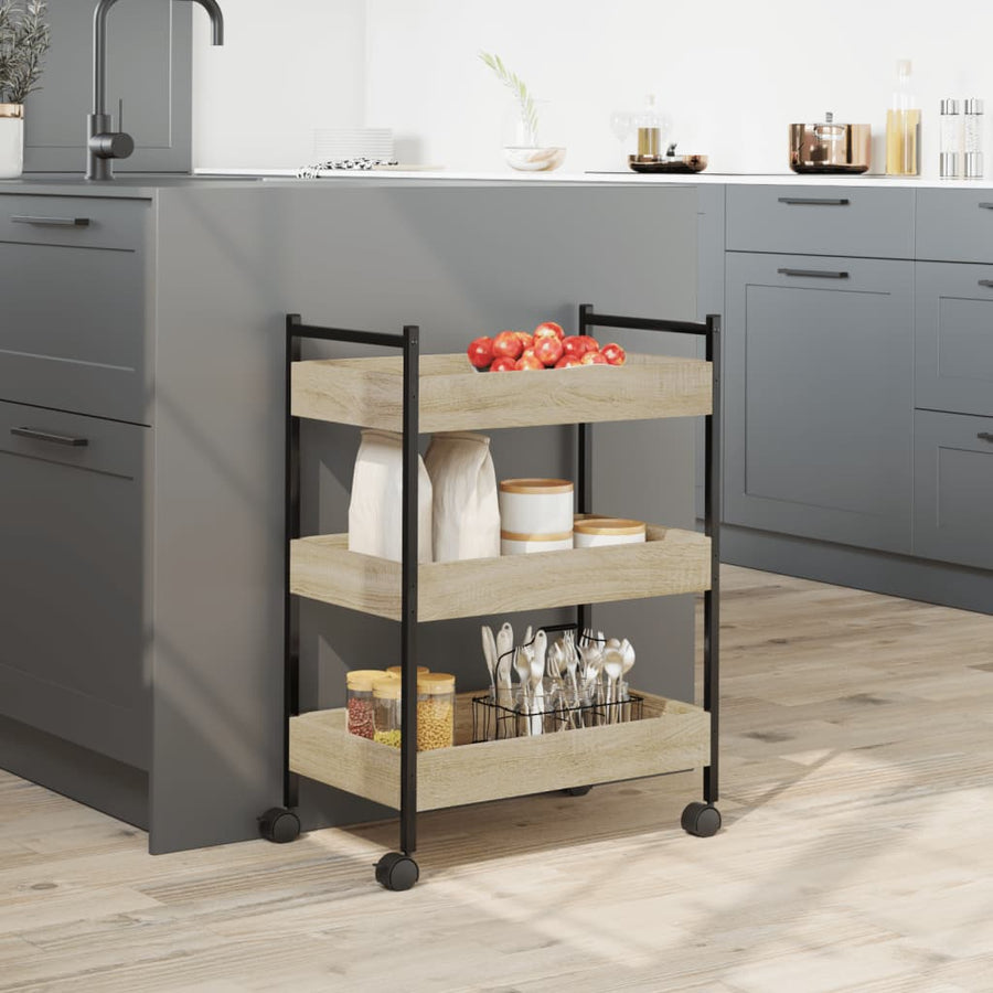 Keukentrolley 50X30X70 Cm Bewerkt Hout Sonoma Eikenkleurig