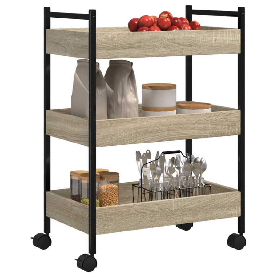 Keukentrolley 50X30X70 Cm Bewerkt Hout Sonoma Eikenkleurig