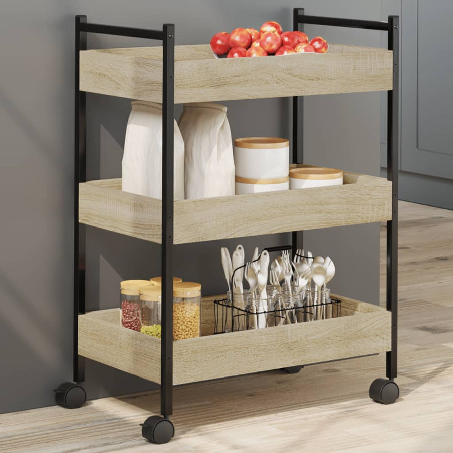 Keukentrolley 50X30X70 Cm Bewerkt Hout Sonoma Eikenkleurig