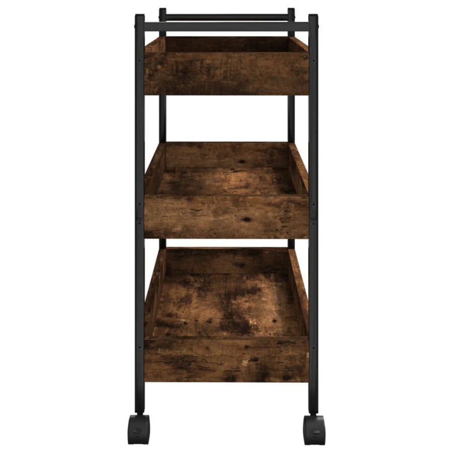 Keukentrolley 50X30X70 Cm Bewerkt Hout Gerookt Eikenkleurig