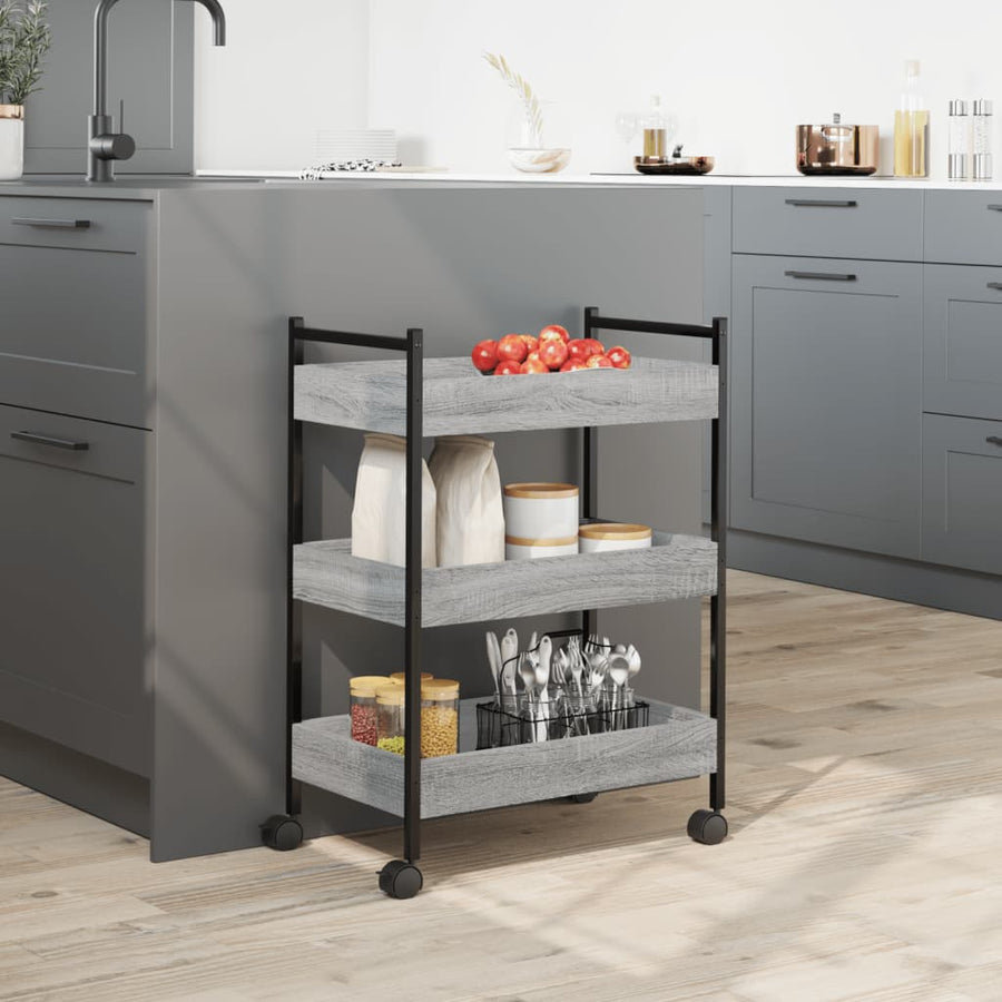 Keukentrolley 50X30X70 Cm Bewerkt Hout Grijs Sonoma Eikenkleur